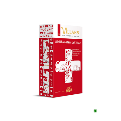 A box with a Villars Swiss Game Mini Swiss Milk Chocolates Case 250g.