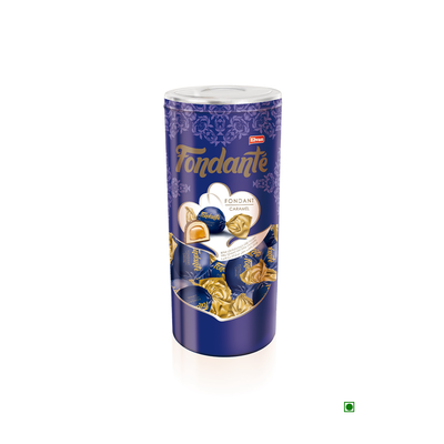 A jar of Elvan Fondante Milky 400g chocolates on a white background.