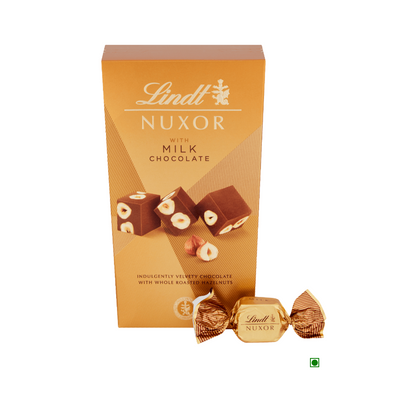 Lindt Nuxor Milk chocolate Box 165g in a box.