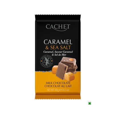 Cachet Milk Chocolate 32% With Caramel & Seasalt Bar 300g by Cachet.