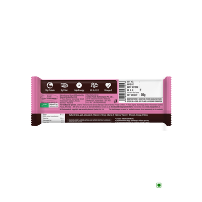 A RiteBite Max Protein Daily - Fruit & Nut 50g - Pack of 1 chocolate bar on a white background.