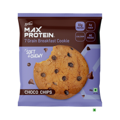 RiteBite Protein-rich 7 grain breakfast cookie with a delightful touch of RiteBite Max Protein Cookies - Choco Chips.
