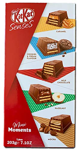 A delicious assortment of Kit Kat Mini Moments Box 203g chocolates in various flavours.