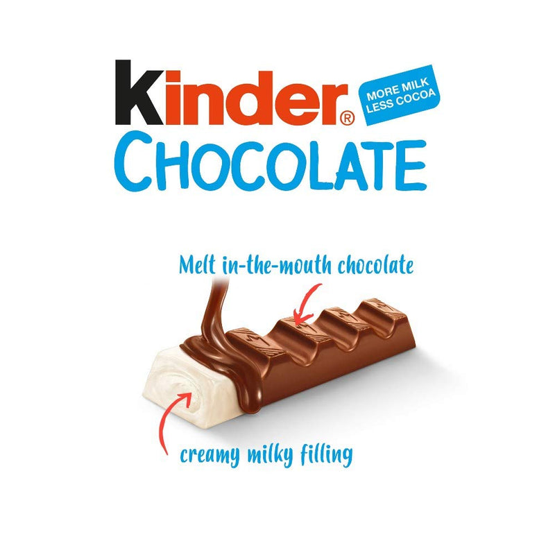 Kinder Chocolate T8 100g bar with milk chocolate filling.