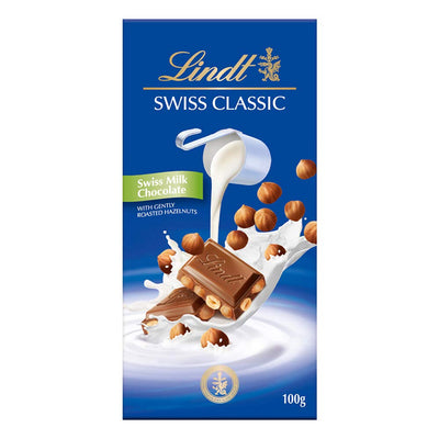 Linda, Lindt Swiss Classic Milk Hazelnut Bar 100g.