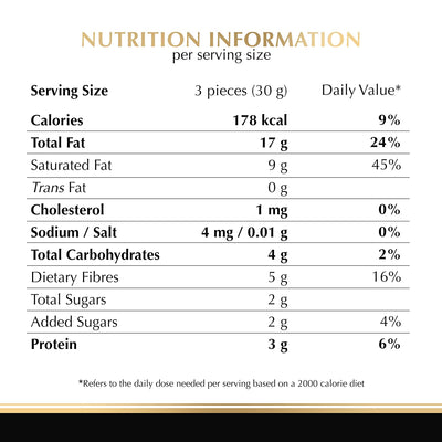 A nutrition label showing the nutritional information of a Lindt Excellence 90% Cocoa Bar 100g by Lindt.