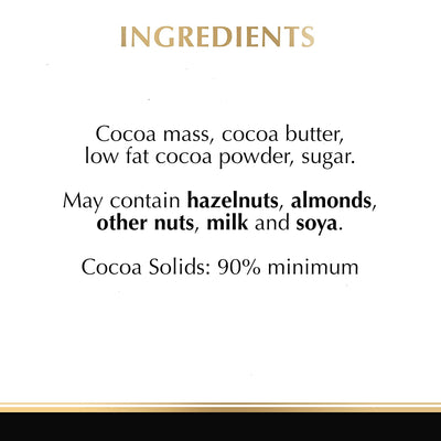 Lindt Excellence 90% Cocoa Bar 100g cocoa mass cocoa butter low fat powder ingredients.