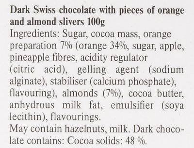 Lindt Excellence Orange Intense Bar 100g pieces of orange and almond silver 100.
