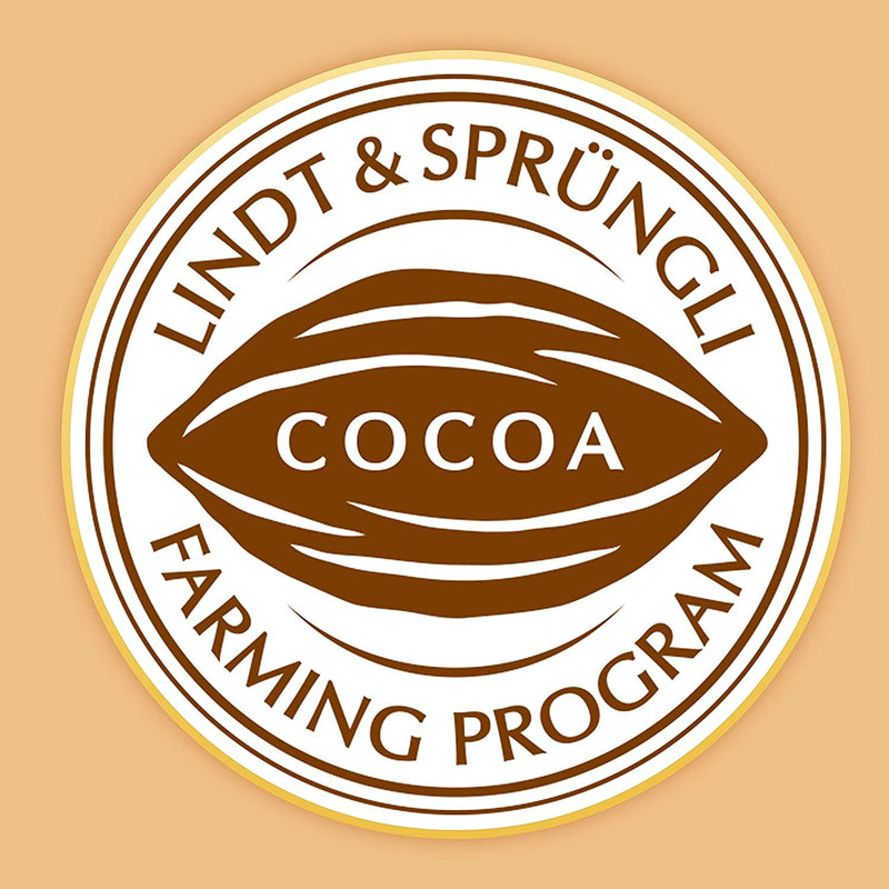 The logo for the Lindt Lindor Assorted Cornet 200g cocoa farming program, capturing the timeless delicacy of a smooth moment of bliss.