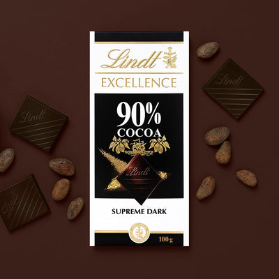 Lindt Excellence 90% Cocoa Bar 100g.
