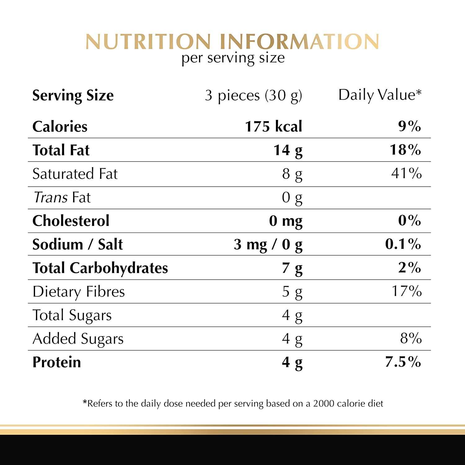 A nutrition label showing the nutritional information of Lindt Excellence 85% Cocoa Bar 100g by Lindt.