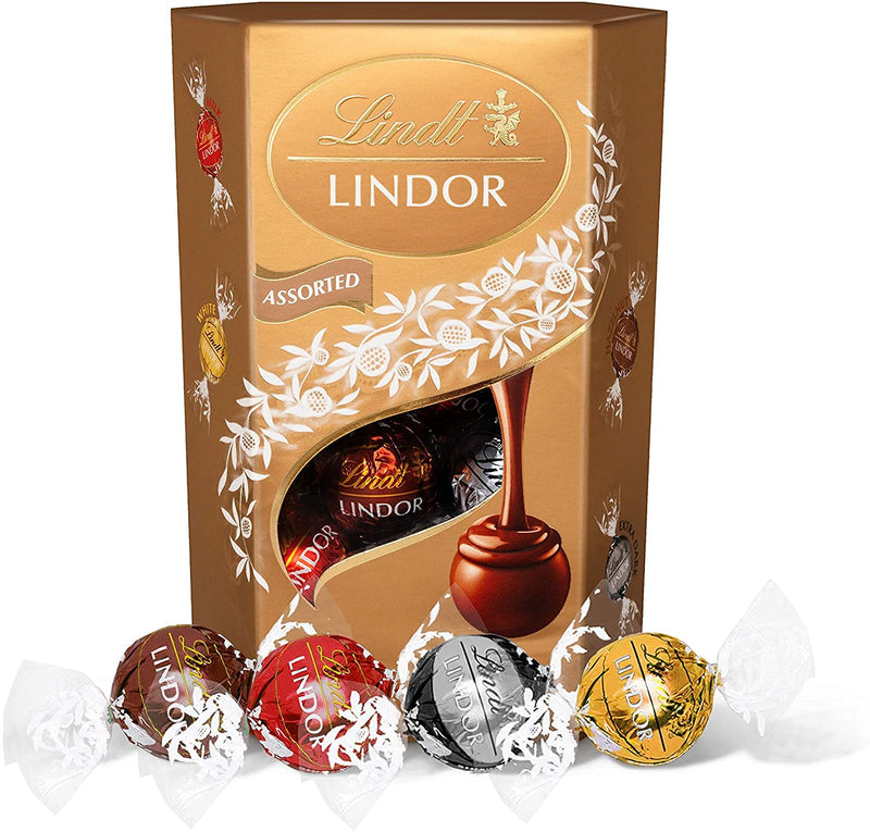 Indulge in the timeless delicacy of Lindt chocolate truffles with the Lindt Lindor Assorted Cornet 200g, offering a smooth moment of bliss.