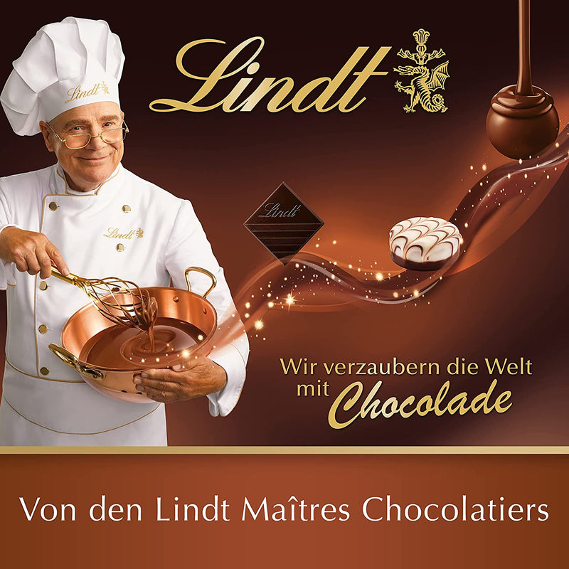 An advertisement for Lindt Gold Tab Milk Chocolate 300g Lindt.