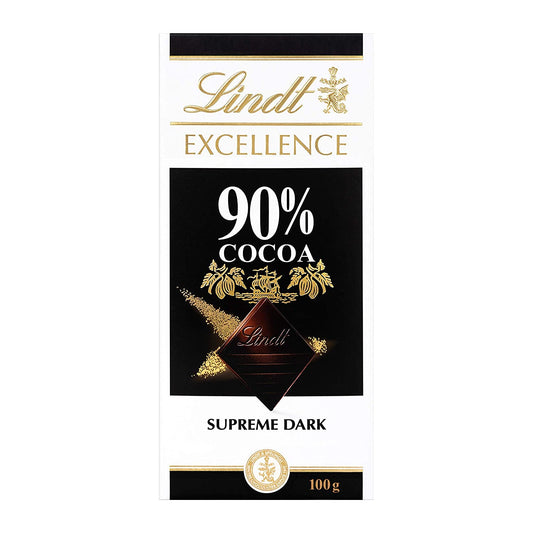 Lindt Excellence 90% Cocoa Bar 100g is a supreme dark.