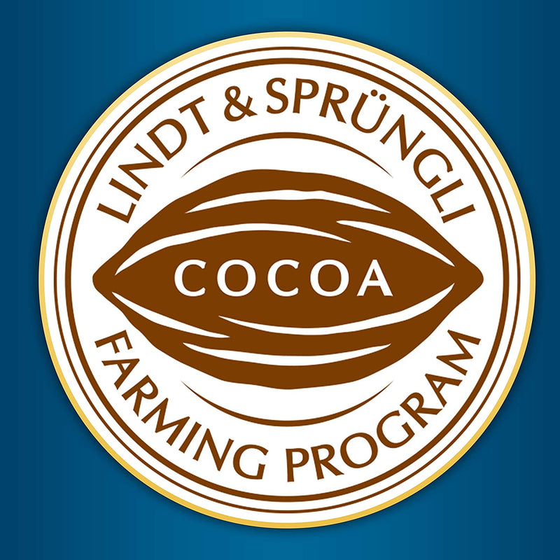 The logo for the Lindt Grand Hazelnut Milk Bar 150g cocoa farming program.