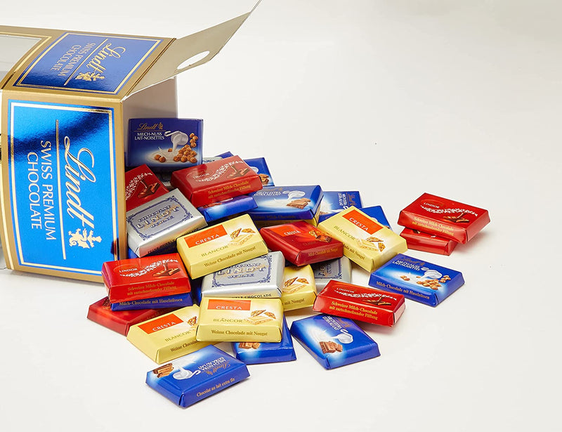 A Lindt Napolitains Assorted Pack 350g sitting on a white surface.
