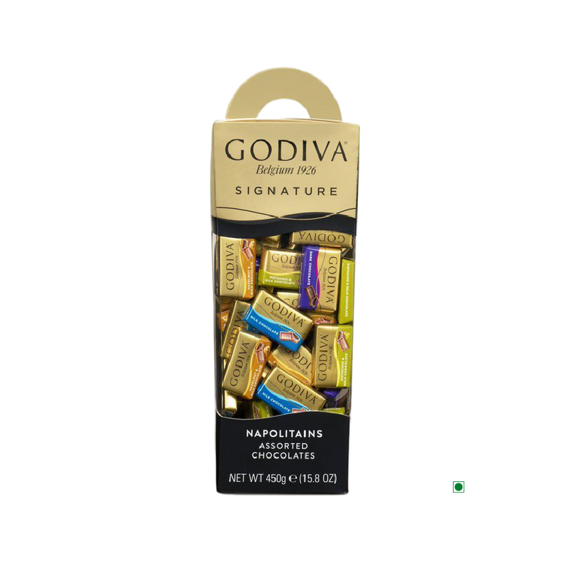 Godiva Signature Tower Naps 450g chocolates in a package.