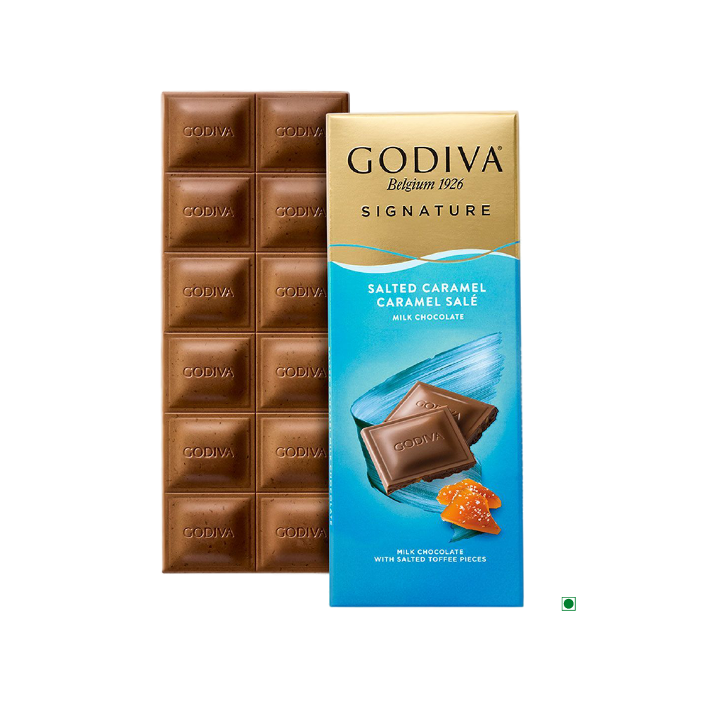 Godiva Milk Salted Caramel Bar 90g signature chocolate bar.