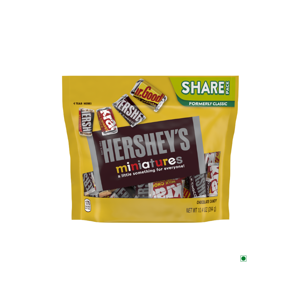 The Hershey's Miniatures 294g candy bar, part of the Hershey's Miniatures Assortment, is a delightful chocolate bar.