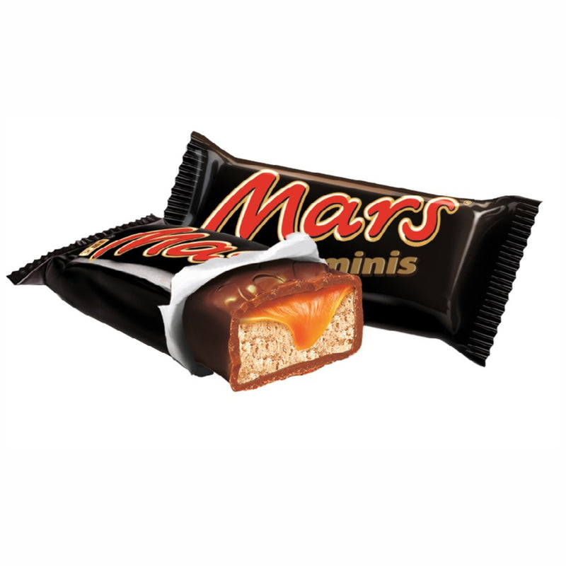 Mars Mixed Minis Bag 500g with chocolate and orange on a white background.