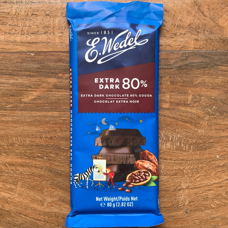 Wedel Extra Dark 80% Cocoa Chocolate Bar 80g.