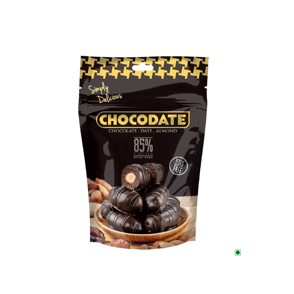 A bag of Chocodate Exclusive Real Extra Dark Pouch 100g on a white background.