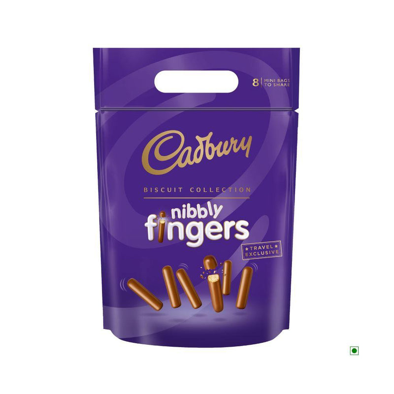 A bag of Cadbury Biscuits Nibbly Fingers Pouch 320g by Cadbury.