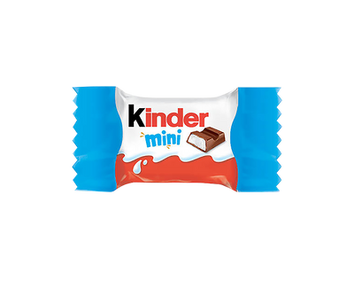 Kinder Mini Chocolate T18 108g with chocolate and orange on a white background.