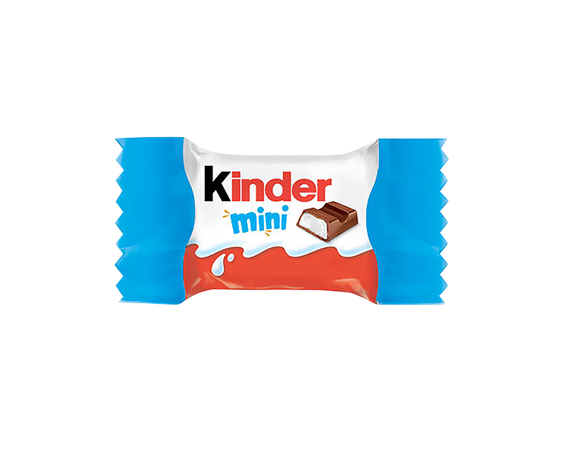 Kinder Mini Chocolate T18 108g with chocolate and orange on a white background.