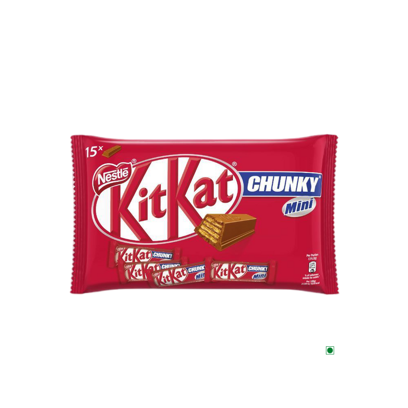 Indulge in the creamy milk chocolate of the Kit Kat Chunky Minis Bag 250g, featuring a delectable wafer finger.