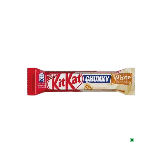 A Kit Kat Chunky White 40gm chocolate bar with crunchy wafers on a white background.