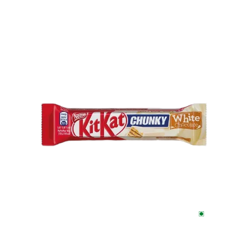 A Kit Kat Chunky White 40gm chocolate bar with crunchy wafers on a white background.