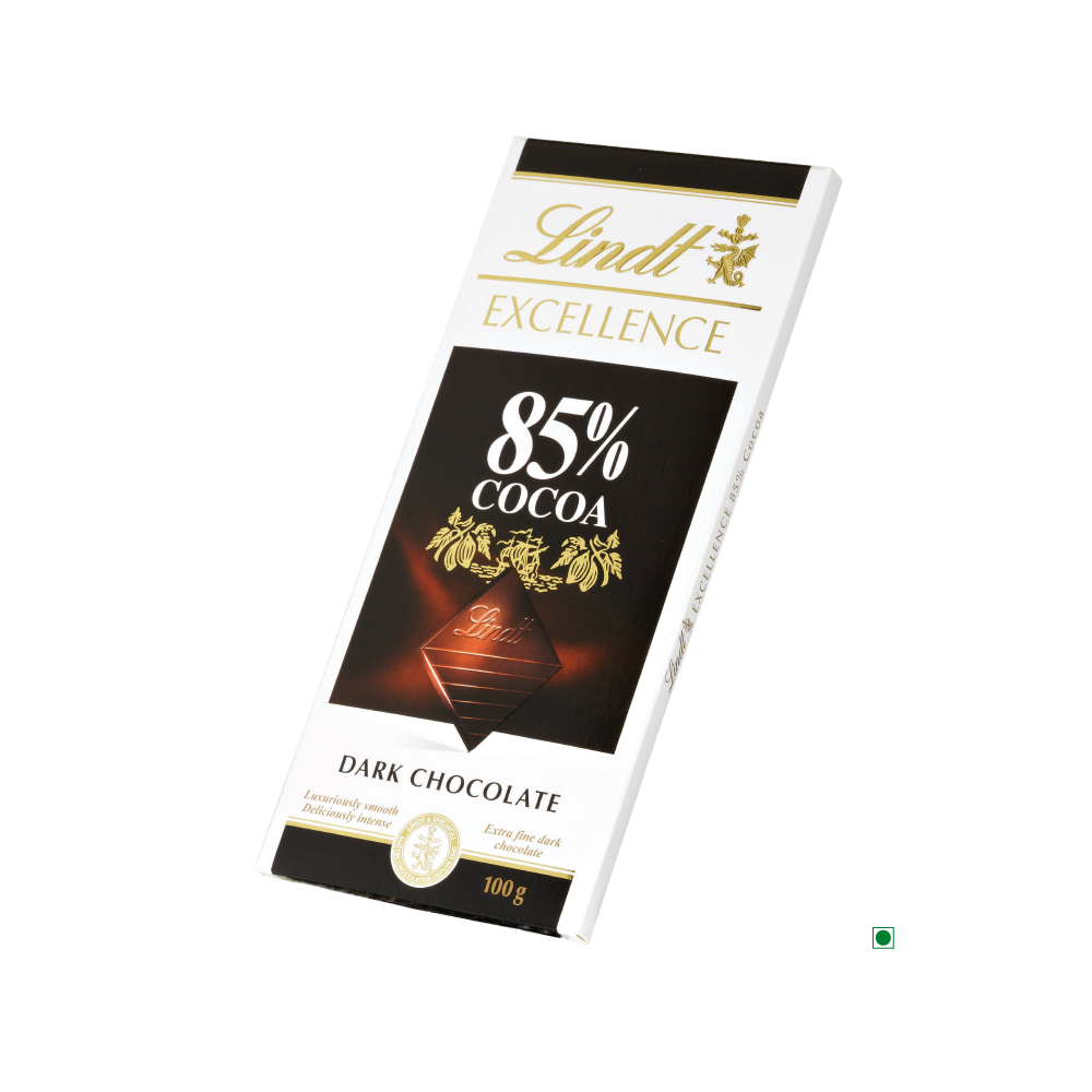 Lindt Excellence 85% Cocoa Bar 100g dark chocolate bar.