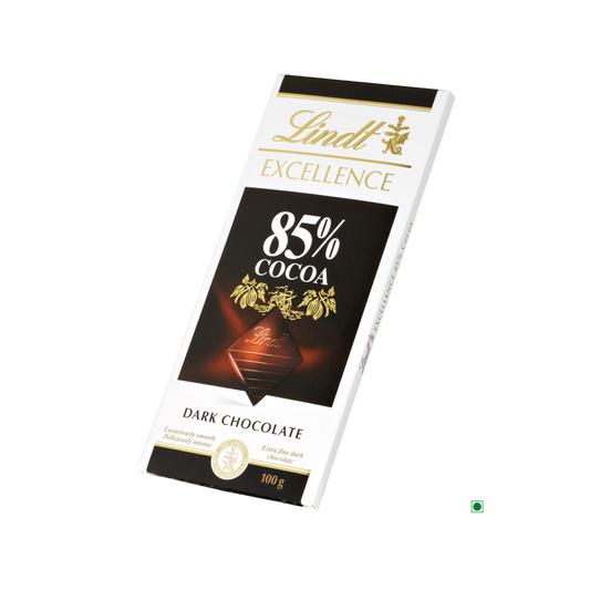 Lindt Excellence 85% Cocoa Bar 100g dark chocolate bar.