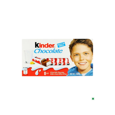 Kinder Chocolate T8 100g bar with a child's face on it.